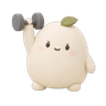 Mochi avatar lifting a dumbbell